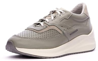 Nordan 0013 Modische Sneaker Damen. Sportschuhe Damen aus Leder. (Oliv 0499, 39)