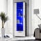 Komodee, Vitrine Schrank Alessandria, Schwarz/Weiß, Breite 60cm x Höhe 192cm x Tiefe 42cm, LED RGB, 3 Glasböden, 1 Regal aus laminierter Platte, für Wohnzimmer, Schlafzimmer