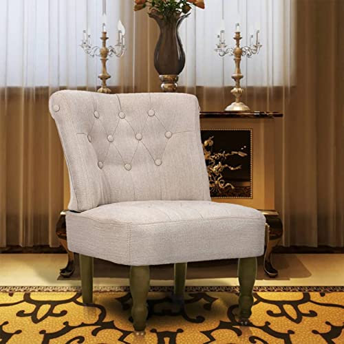 Festnight Französischer Vintage Stuhl Creme Armsessel Relaxstuhl Polstersessel Esszimmerstuhl Sessel Schlafzimmer Stoff Sessel Vintage für Schlafzimmer, Wohnzimmer