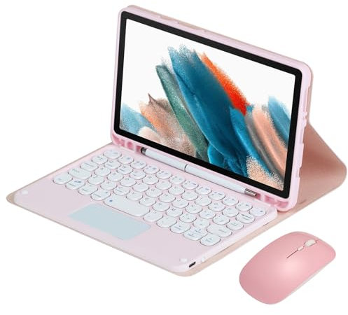 GUPENAA Étui Clavier avec Touchpad pour Samsung Galaxy Tab A9+/A9 Plus 11'' 2023 (SM-X210/X216/X218) avec Porte-Crayon, Clavier Amovible Magnétique avec Souris Bluetooth,Rose