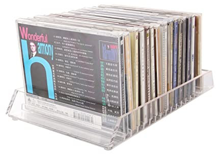 WAOCEO CD Box Espositore for CD con scatola for CD da tavolo multi-griglia con senso di cristallo trasparente acrilico dal design semplice e alla moda Porta CD e porta DVD