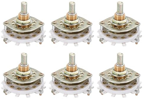 QUARKZMAN Interrupteur Rotatif 2P5T à 2 Pôles et 5 Positions pour Sélection de Bande, 1 Étage pour Tv, Radio, Appareils Domestiques - Lot de 6