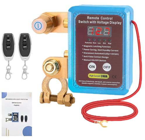 Coupe Circuit Batterie 12V, Coupe Batterie avec affichage LED, Coupe Circuit Voiture 240A, Interrupteur D'arrêt Automatique pour Voiture, RV, ATV, Camion, Bateau