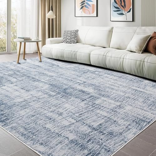 Tinyboy-hbq Waschbarer Teppich Wohnzimmer Kurzflor Teppich Schlafzimmer Moderner Teppich Waschbar rutschfest Teppiche Weich Groß Anti-Rutsch (Hellblau/Mehrfarbig, 250 x 300 cm)