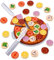 Toaren Pizza Set Holz,Pizza Kinderküche Zubehör,Zubehör Kinderküche,Spielzeug Lebensmittel für Kaufladen zubehör Holz,Holz Pizza für Kinder mit Schneidebrett,Pizzaschneider