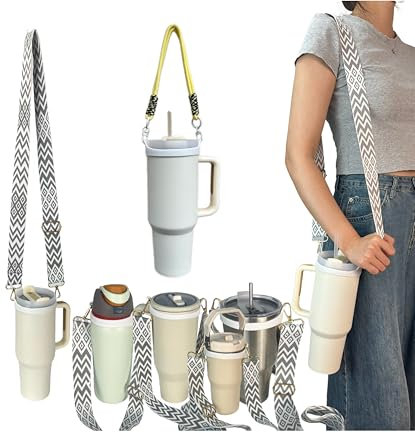 Removable Water Bottle Carrier Strap for Stanley Cup 40/30/20 oz Tumbler,Holder with Strap Accessories Lanyard Also for for Owala/Hydro Flask/Simple Modern/Yeti Insulated Water Bottle 16-46 Oz Grey