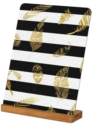 EgoMed Schwarz-weiß gestreiftes Blattgold, Metall-Fotorahmen, benutzerdefinierte Bilderrahmen Tisch Schreibtisch Bild Display Bilderrahmen Set, 8 in