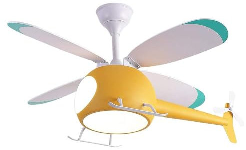 ITETONE 38.6 Inch Children's Bedroom Helicopter Ceiling Fan with Lights Remote Control Blue Helicopter Model Ceiling Fan with Lights 6-Speeds Ceiling Fans Low Profile Ceiling Fans Lights Kits