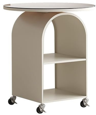 PQXQZ Table Basse roulettes avec roulettes Table D'appoint Bout de Canapé au Design Arqué Table d Appoint Salon à roulettes avec Plateau en Verre pour Salon Chambre(Bianco)
