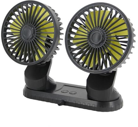 Tuxxjzm Ventilador para coche de doble cabeza 12 V, ventilador silencioso USB 24 V, ventilador para vehículo de doble cabeza, aromaterapia integrada con circulación de aire de 3 velocidades para