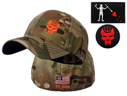 YUSENGMOO Taktische Baumwolle Baseballkappe in Camouflage | Orange Stickerei mit 2 Patches,Seal Team Trucker-Kappen,atmungsaktiv und leicht,Angeln,Jagen,Edward Teach-Geschenke