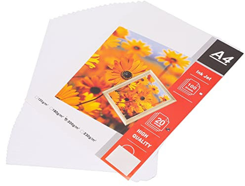 Mattes Fotopapier, 20 Stück Fotodruckerpapier A 4 8.3x11.7in dünnes Fotopapier, glänzende Oberfläche, wasserfestes Fotopapier mit hohem Licht für die Dokumentenproduktion