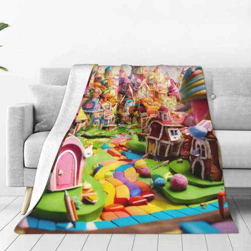 BBEXJIGY Candy Land Print Ultraweiche Micro-Fleece-Decke, Klimaanlage, Bettdecke für alle Jahreszeiten