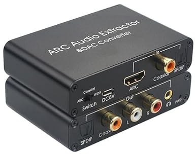 HDMI ARC Audio Extractor,ARC Audio Converter,DAC Audio Adapter,Multi-Interface Digital Audio Converter with Coaxial, Optical, 3.5mm Output,Suitable for Home theaters and Game Entertainment