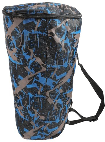 Abaodam Afrikanische Trommeltasche Djembe Rucksack 10 Zoll Camouflage Blau Oxford Stoff Instrumententasche mit Doppeltem Fach für Handtrommel