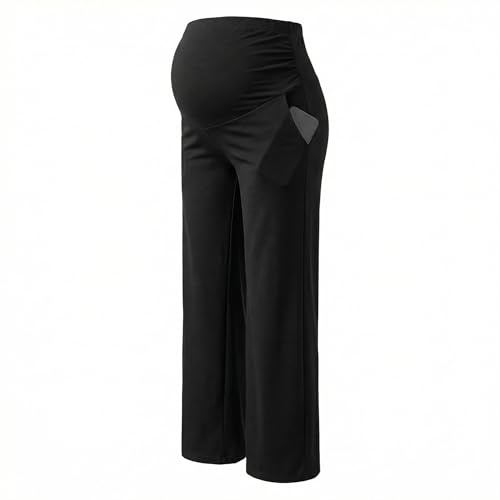 Zidoley Pantalon de maternité à Jambes Larges pour Femme, Pantalon Confortable pour se détendre, Pantalon Palazzo Doux avec Poches