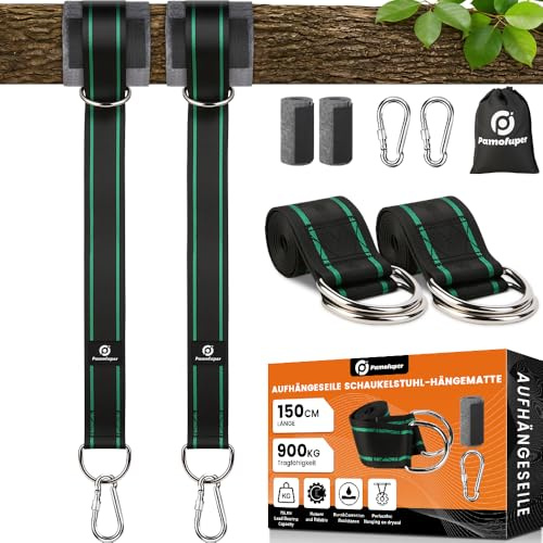 900kg Tree Swing Straps Swing Suspension Kit, Including D-rings | And Carabiners, Suitable For Hammocks, Swings, Hanging Chairs, And Gymnastic Rings (Green150cm)