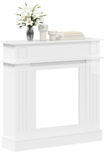 vidaXL Chimenea de color blanco brillante, 102 x 26 x 100 cm, moderno, rectangular, elegante decoración de interiores, diseño que ahorra espacio para salón, dormitorio, pasillo