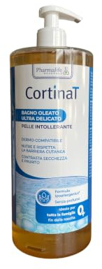 Cortinat Bagno Oleato Ultra Delicato 1 Litro | Detergente Corpo per Pelli Sensibili, Intolleranti e Reattive | Con Olio di Crusca di Riso, Pantenolo, Allantoina e Glicerina Vegetale | Senza Profumo