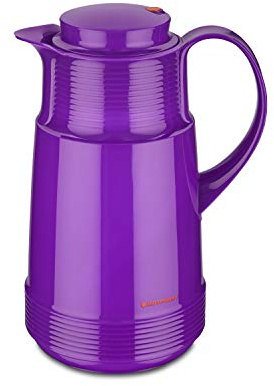 ROTPUNKT Isolierkanne 320 KATRIN 1,0 l | Zweifunktions-Drehverschluss | BPA Frei- gesundes trinken | Made in Germany | Warm + Kalthaltung | Glaseinsatz | purple peacock