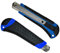 HELO 10 x Profi Cuttermesser Teppichmesser Set (blau) mit 18 mm breiter Abbrechklinge, Klingenführung aus Metall, ergonomisch geformter Anti-Rutsch Gummi Griff, inkl. 2 Ersatzklingen im Gehäuse