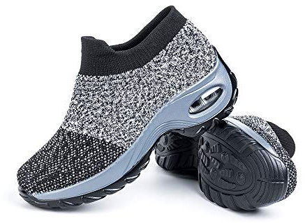 Hitmars Zapatillas Deportivas de Mujer Zapatos Running Fitness Outdoor Sneaker Casual Mesh Transpirable Comodas Calzado Gris 2 Talla 40