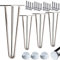 STAHLIA Haarnadel Tischbeine Möbelfuß Höhe 30cm Edelstahl (4er SET) 3 Streben Ø12mm Tischgestell Hairpin Leg Möbelfüße Schalldämmung inkl. Bodenschoner