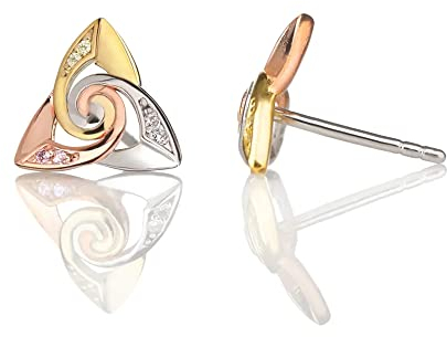 Keltische Trinity Ohrstecker aus Irland - Silber - Gold - Roségold & Kristall