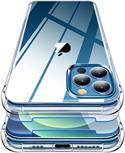 Garegce Coque Compatible avec iPhone 12 Pro Max, 2 Pack Verre Trempé Protecteur écran, Transparente Silicone Antichoc, Protection Cover Compatible avec iPhone 12 Pro Max, 6.7 Pouces - Transparente