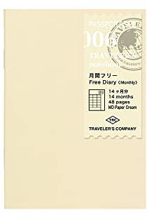 Traveler's Notebook, quaderno, ricarica, mensile, mensile, confezione da 2, formato passaporto, 14326006