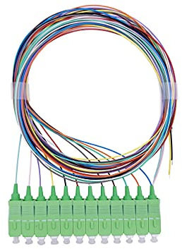 Elfcam® - LWL Pigtail Set Singlemode OS2 mit Steckertyp SC/APC, Farbig Sortierte Pigtail-Sets, 12 Farben
