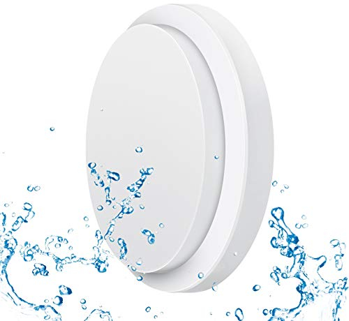 ANWIO LED Deckenlampe 14W, LED Deckenleuchte IP54 Wasserfest, 4000K 980LM Badezimmer Lampe, Rund Badlampe Decke, Wandlampe, ideal für Bad Schlafzimmer Flur Küche Wohnzimmer Balkon, Naturlweiß, Ø19cm