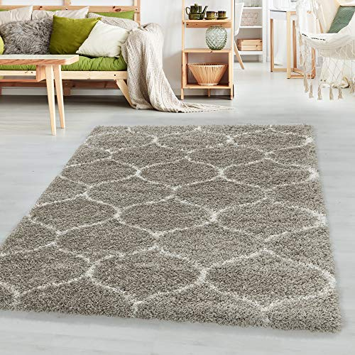 SIMPEX Hochflor Teppich, Skandinavisches Design, Teppich Beige, 240 x 340 cm, Teppich skandinavischen Stil, Teppich Wohnzimmer