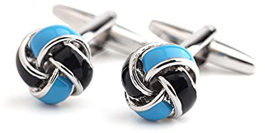 Knot Twisted Manschettenknöpfe für Männer Blau und Schwarz