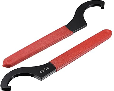 sourcing map C Hook Spanner Wrench Collet Chuck for 45-52mm Round Nut, with Red Non-Slip Handle 2pcs