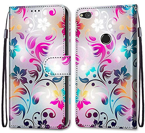 KimsCase für Huawei P8 Lite 2017 Hülle Leder Silikon Case Magnetisch Kawaii Kickstand Schutzhülle Hüllen Brieftasche Handyhülle Flip Motiv Tier Muster Design Cover