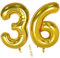 Folienballon Zahl Deko Gold 36 für Frauen Männer, XXL 100cm Riesen Nummer Aufblasbar Helium Ballon Figuren Zahlen Luftballons für 36. Jahre Mann Frau Geburtstag Hochzeit Jubiläum Party Dekoration