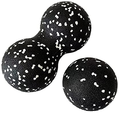 2x Massageball Faszien Ball Set, Peanut Duo Massage Balls, Duoball 8 cm and 16 cm, Ideal for Self Myofascial Trigger Point Release, Deep Tissue Massage, Yoga - Relieve Stress and Relax Tight Muscles