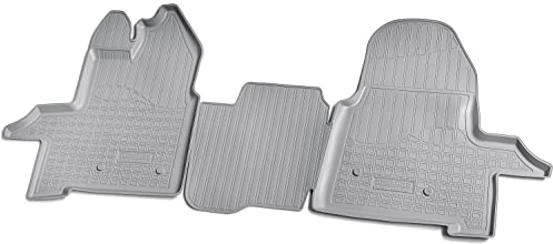 Recambo 3D Gummi Fußmatten kompatibel für Ford Transit | BJ ab 2014> | Auto Gummimatten | Passgenau | mit Rand | grau | vorne