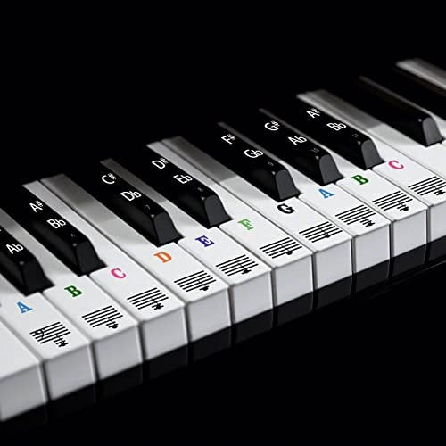 AIEX Piano Note Stickers, Piano Keyboard Stickers, Colorful Set Piano Keyboard Stickers Removable Transparent for White and Black Keys 88/61/54/49 for Beginners