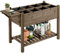 Yaheetech Fioriera/Aiuola Rialzata Orto Balcone da Esterno Giardino Alta in Legno Naturale Lettino per Piante Giardino con Ripiano Pieghevole e Griglia 8 Scompatimenti 123,5 x 54 x 80 cm