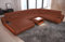 Sofa Dreams Wohnlandschaft Concept XXL U Form Ledersofa - mit LED & USB, ergonomische Rückenlehnen, Recamiere (Ottomane Links, Hellbraun)