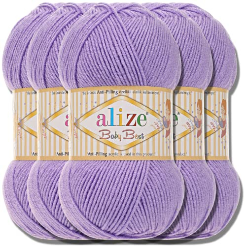 Hobby YARN Alize Baby Best Batik 5x 100g Türkische Premium Wolle Babywolle (Lavender | 43)