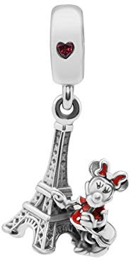 SANHUA S925 Sterling Silber Charm Maus Eiffelturm Farbe Emaille Anhänger Kette Charms Perlen für Frauen Mama Mädchen, Kompatibel mit Allen Armbändern