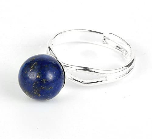 ASDFY Natürlicher Blauer Lapislazuli-Ring Kristallrunder Ring Verstellbarer Damen-Ring Mit Offenem Stein Reiki-Balance-Knöchel-Finger-Ringe Ewigkeitsring Für Frauen, Mädchen, Männer