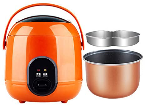 PanHuiWen Small Rice Cooker 1.2L Multicooker Fully Automatic Non-stick Inner Pot for 1-2 People,Orange