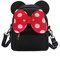 Sunwel Fashion Mini-Rucksack für Mädchen, mit Maus-Ohren, gepunktet, Pailletten-Schleife, wandelbarer Rucksack zu Crossbody-Tasche für Damen, Schwarze Schleife aus Baumwolle mit Punkten, W8.7 x H10,