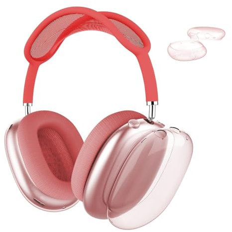 MOLOPPO Case Cover for AirPods Max Headphones，Clear Soft TPU Skin Anti-Scratch, Transparent Accessories Ultra Protective Cover for Apple AirPods Max (2024/2020),Clear Pink