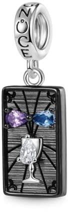 GNOCE Mond Tarot Charm 925 Sterling Silber schwarz plattiert Anhänger Charms für Armbänder Halskette Schmuck Geschenk für Frauen Mädchen Tochter (Magier)