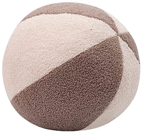 Kugelförmige Wurfkissen im nordischen Stil, Plüschball, dekoratives Kissen, rundes Ballkissen, 30,5 cm, einfach, modern, kugelförmig, Wurfkissen für Sofa, Tatami, Stuhl, Auto(weiß + braun)